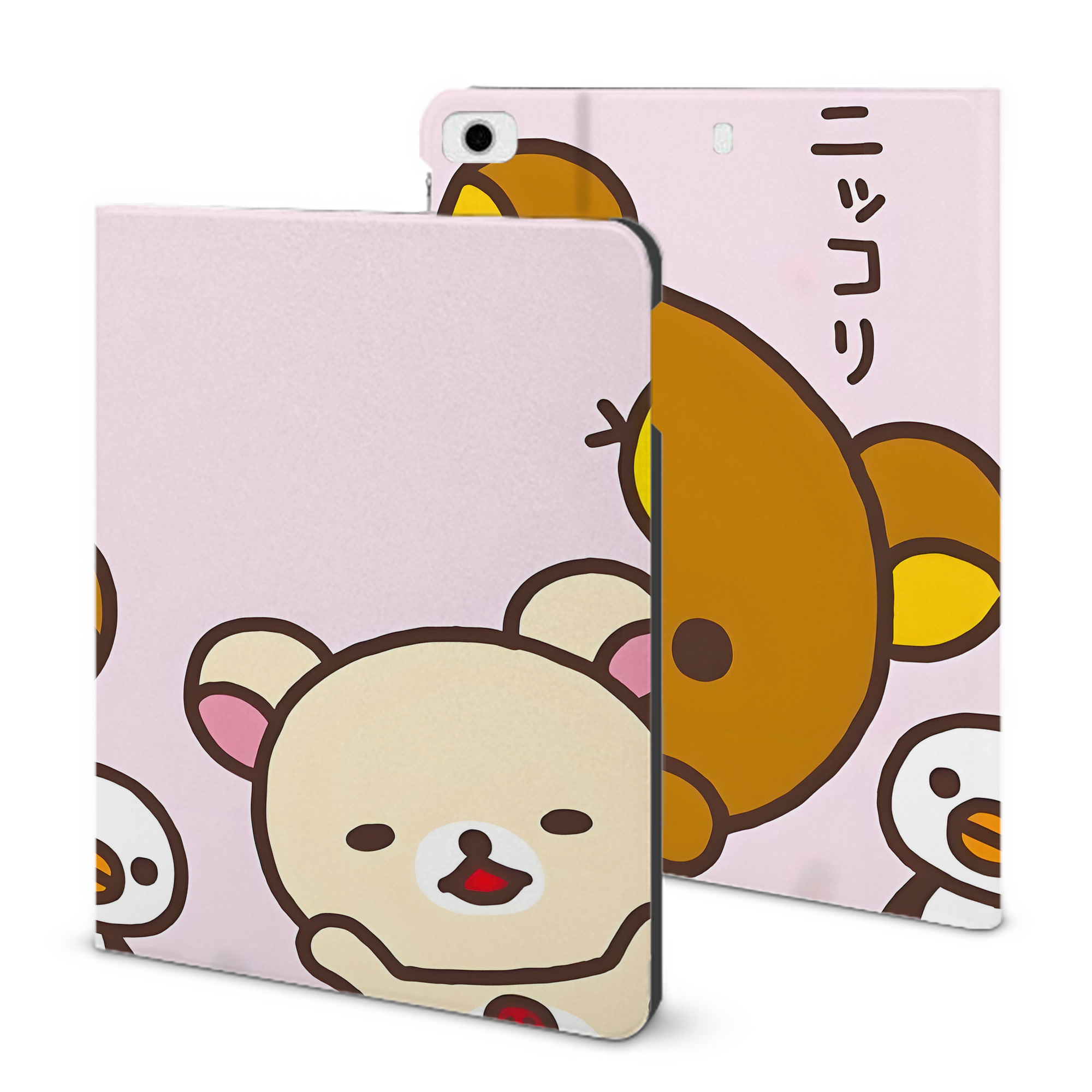 （画像用） リラックマ リラックマ キイロイトリ Rilakkuma Korilakkuma Kiiroitori IPad ケース ブック型 PUレザー TPU 耐衝撃 軽量 薄型 ペン収納なし 全面保護 IPad 各モデル対応
